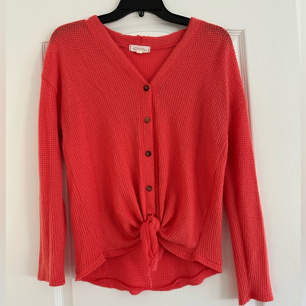 Cozy Button Up Tie Up Shirt